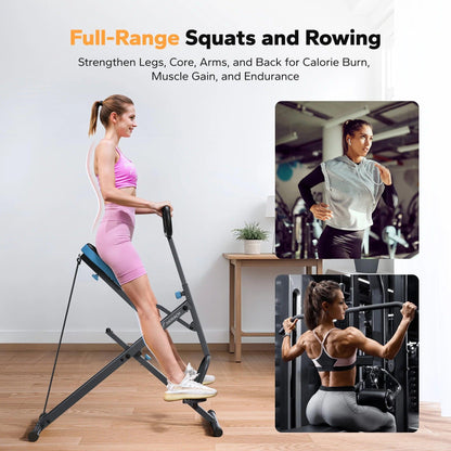 Squat Assist Trainer Foldable Glutes Leg Workout Machine with 3 Tension Bands, 350 Lbs.