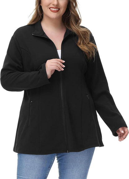 Women Athletic Jacket plus Size Full Zip Lightweight Casual with Zipper Pockets