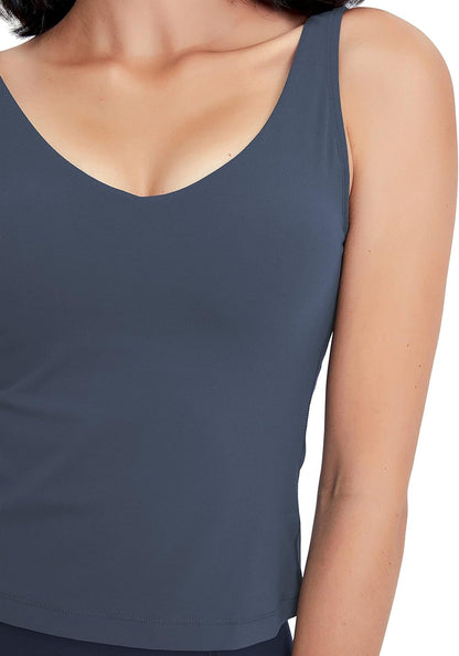 Women Sports Bra Longline Padded Tank Top Naked Feeling Workout Fitness Running Yoga Tops