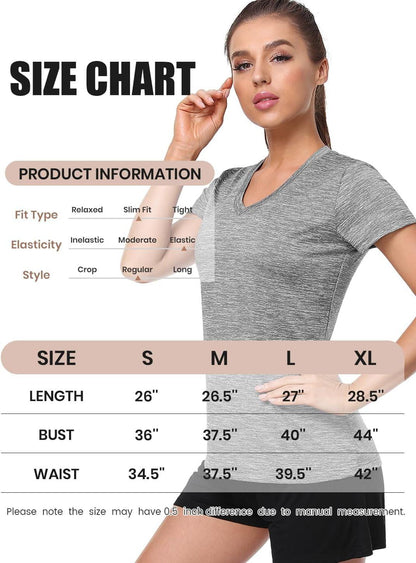 5-Pack Women'S Short Sleeve Dry Fit T-Shirt Moisture Wicking Athletic V-Neck Tee.