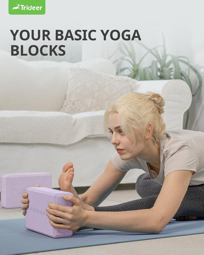 Yoga Blocks 2 Pack, Soft Non-Slip Foam Blocks with Beveled Edges for Alignment and Stretching in Yoga, Pilates, and Dance - Supportive, Lightweight, Odor Resistant, Latex-Free.