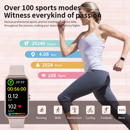 1.47'' HD Smart Watch Women Sports Fitness Bracelet Thermometer Health Monitor Waterproof Ladies Smartwatch for Android IOS