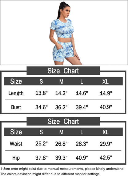 Womens 2 Piece Outfits Tie Dye Casual Tracksuit Short Sleeve Sets for Women Sports Activewear Grey M