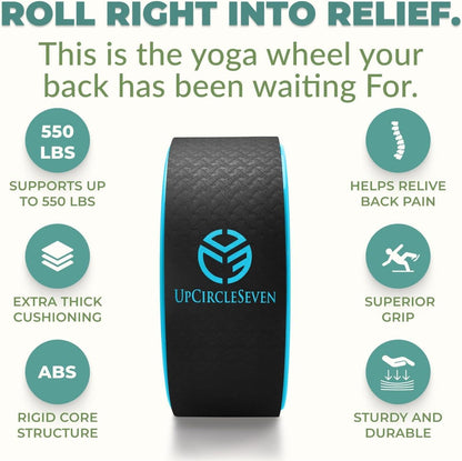 Back Roller & Yoga Wheel - Relieve Lower & Upper Back Pain & Stiffness - Therapeutically Stretch, Mobilize & Decompress Your Spine - Increase Mobility, Flexibility & Alignment.
